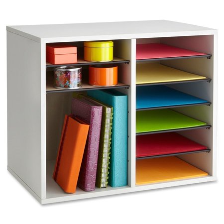 Safco Literature Organizer, Adj, 12-Cmp, 19-1/2"x12"x16", Gray SAF9420GR